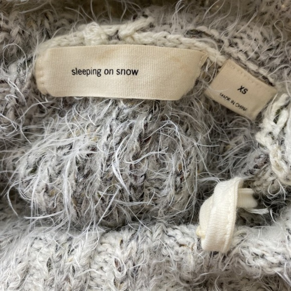 Sleeping on Snow Anthropologie Sweater Dress XS Grey Cream Eyelash Wool Alpaca - Picture 7 of 9
